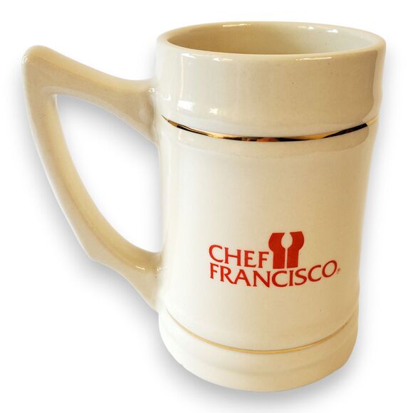 Heinz Chef Francisco Soup Mug Stein Ceramic Gold Trim Vintage Advertising Promo - Picture 3 of 8